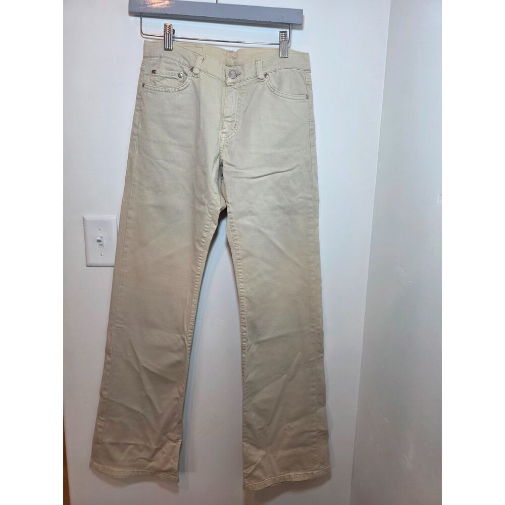 Lacoste Pants Womens 38 US 29 Beige Khaki Y2K Bootcut Stretch Chino Logo Pockets